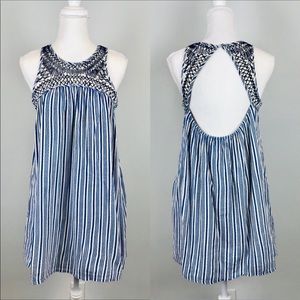UO sleeveless blue A-line dress backless mini M